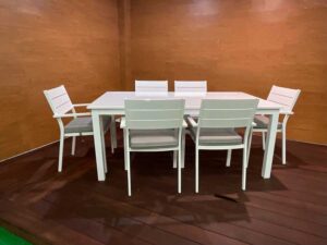 7pce Slat Slat Dining Setting White $1469